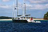 The Kingdom Of Tonga in the South Pacfic <br>The brand new 77 ft Tripp design lays at anchor off Nuku Island/Vava'u