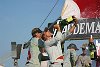 Louis Vuitton Cup 2003: Alinghi Swiss Challenge beat Oracle BMW Racing 5 races to 1 in the finals to win the Louis Vuitton Cup<br><br>Alinghi syndicate head Ernesto Bertarelli does the traditional celebrating with the Moet et Chandon.