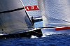 Young America and Prada split tacks off the start.<br>America's Cup 2000