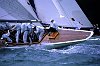 Torben Grael helms the classic 12 metre Nyala to victory during the America's Cup Jubilee.